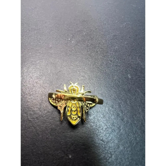 Bumblebee gold over sterling silver CZ ring size 9 - Picture 8 of 11